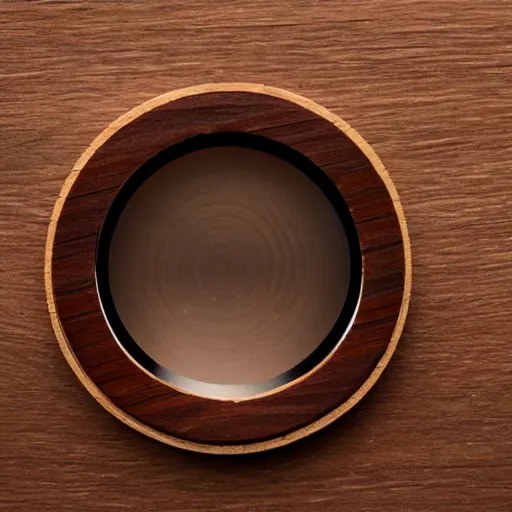 Image similar to camera lens aperture blades made of walnut wood. minimal. dramatic lighting.