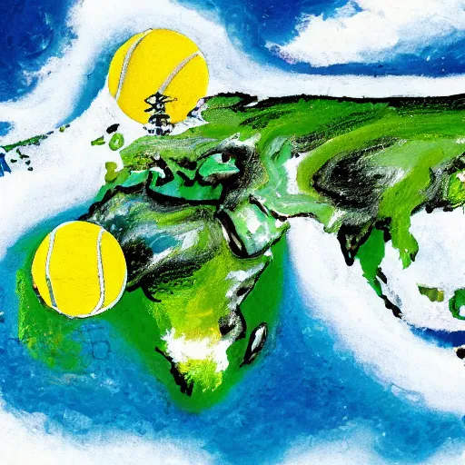 Image similar to the earth being hit with a tennis racquet, high detail