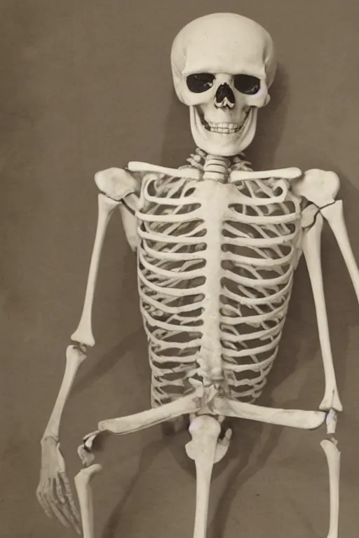 Image similar to a full - length photo of skeleton sitting and waiting for a doctor