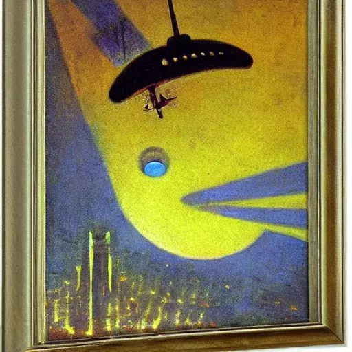 Prompt: cyborg flying on futuristic city by odilon redon