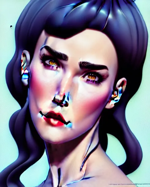 Image similar to a pin up and beautiful fashion charming dreamlke jennifer connelly, symmetrical face symmetrical eyes, character art, art by artgerm lau and wlop and and ilya kuvshinov and john singer sargent, joshua middleton comic art, frostbite 3 engine, cryengine