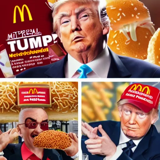 Prompt: Mcdonalds advertisement with Donald Trump