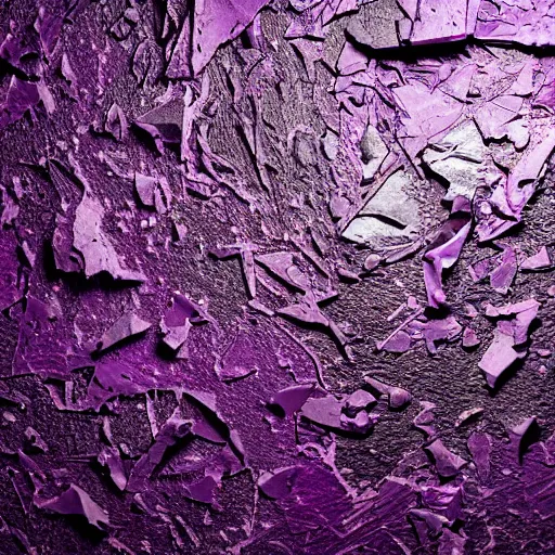 Prompt: purple shattered paint!, lava!!!, conglomerate!, slush!!, organized composition!, abstract sculpture!!!!, black backdrop, 4k, award-winning photo!!!!