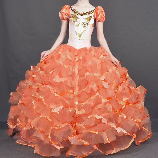 Image similar to goldfish inspired baroque dress with puffy sleeves