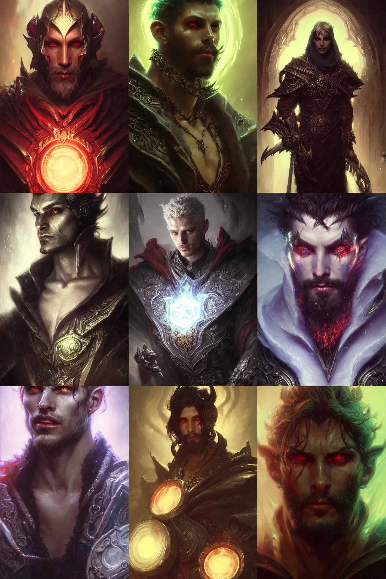 Prompt: realistic portrait beautiful concept art of a male evil warlock league of legend character, created by gaston bussiere, gustave dore and greg rutkowski, high detailed, smooth draw, synthwave neon retro, intricate, trending on artstation