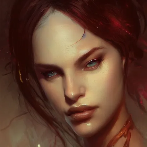 Image similar to a beautiful portrait of a succubus by greg rutkowski and raymond swanland, trending on artstation, ultra realistic digital art