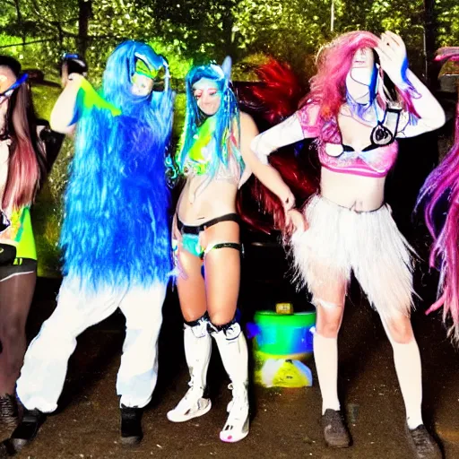 Prompt: 4 horsemam of the apocalypse at a rave party
