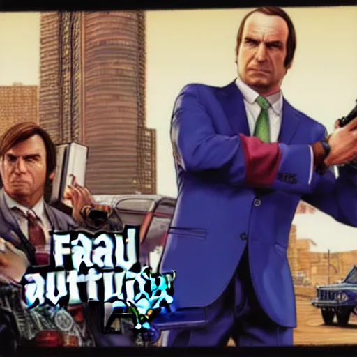 Image similar to saul goodman as a grand theft auto 5 character