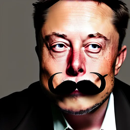 Image similar to Elon Musk with Salvador Dali's mustache, 4k realistic photo