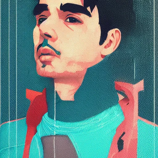 Image similar to Carey Price profile picture by Sachin Teng, asymmetrical, cigarette, Organic Painting , Matte Painting, geometric shapes, hard edges, graffiti, street art:2, by Sachin Teng:4