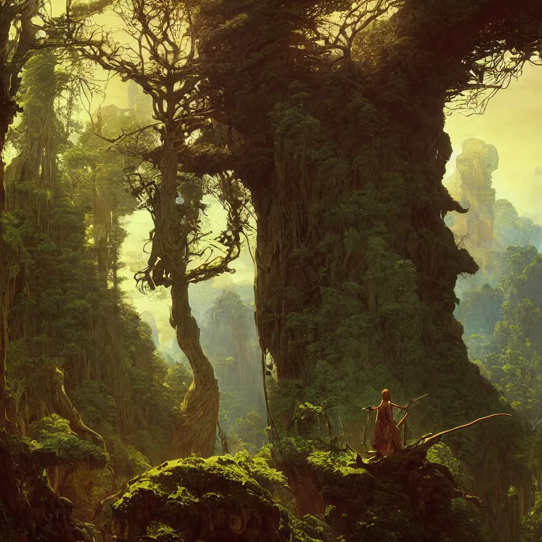 Prompt: a detailed landscape painting inspired by moebius and beksinski of a great forest with path and man with a cape over his head. fantasy poster. cinematic fantasy scene. aurora lighting. fantasy. carl spitzweg. baroque elements. baroque element. intricate artwork by caravaggio. oil painting. award winning. dramatic. trending on artstation. 8 k