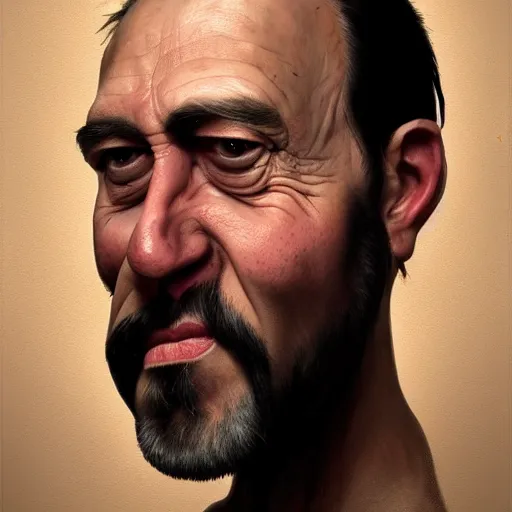 Prompt: funny head caricature, artgem, digital painting, color painting, hyperrealistic, concept art, oil painting, masterpiece, concept art, trending on deviantart, realistic and detailed face, highly detailed, high quality, 8 k, soft lighting, fancy colors, fantasy, cinematic, high coherence