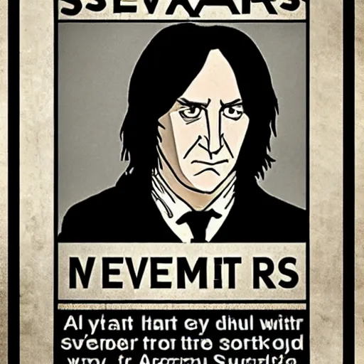 Image similar to A poster of Severus Snape wanted by the ministry ofof magic