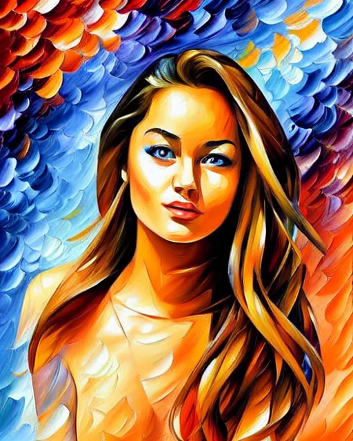 Prompt: girl artwork by leonid afremov, artwork by sandra chevrier golden hour, illustration, highly detailed, simple, smooth and clean vector curves, no jagged lines, vector art, smooth, artstation