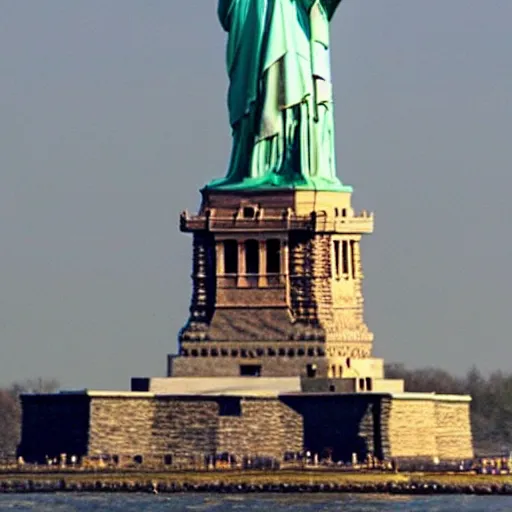 Prompt: The Statue of Liberty, made of gold