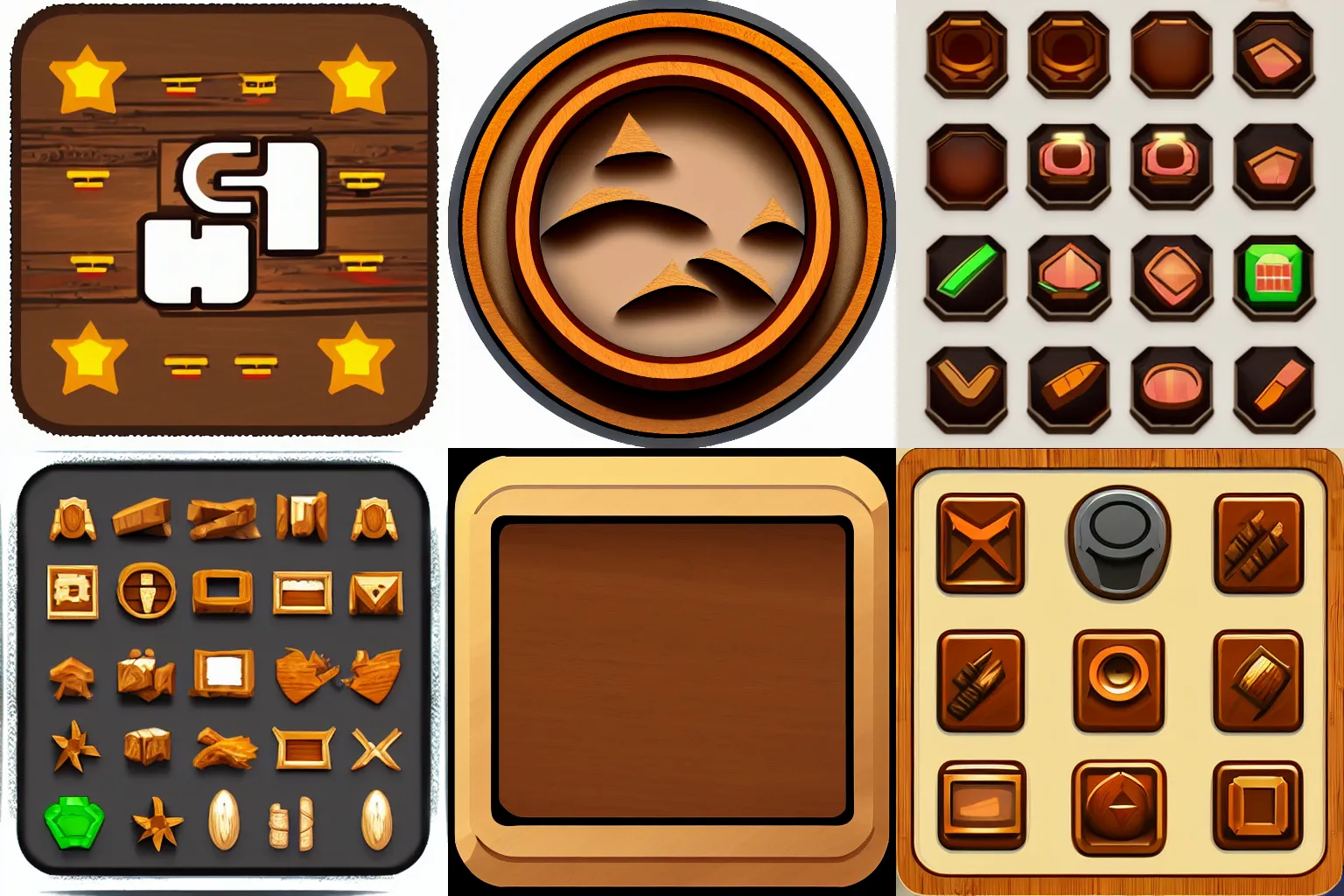 Prompt: wood resource icon UI, videogame, rts
