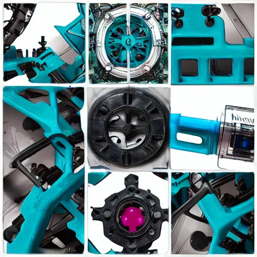 Prompt: complex and detailed industrial machine. Dark teal and magenta. Electrical and Mechanical Engineering