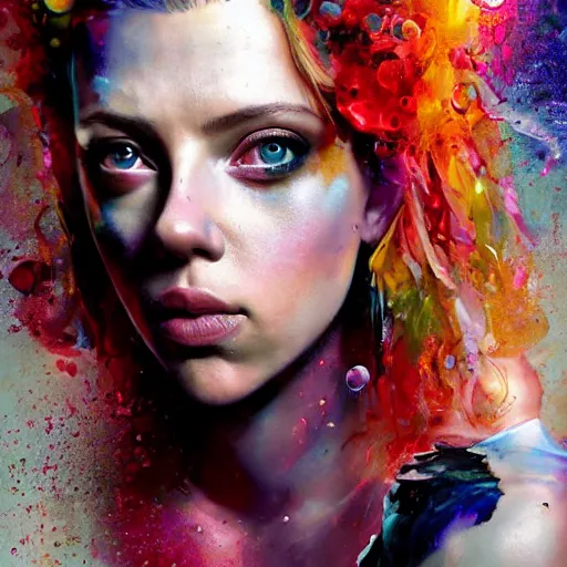 Prompt: drunken scarlett johansson as delirium from sandman, ( hallucinating colorful soap bubbles ), by jeremy mann, by sandra chevrier, by dave mckean and richard avedon and maciej kuciara, punk rock, tank girl, high detailed, 8 k