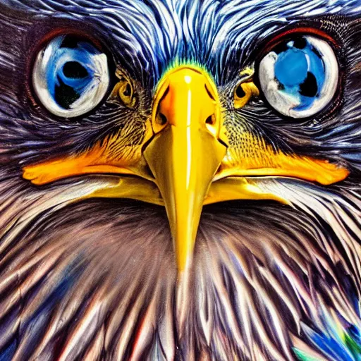 blue spectral eagle, oil on canvas, hyperrealism