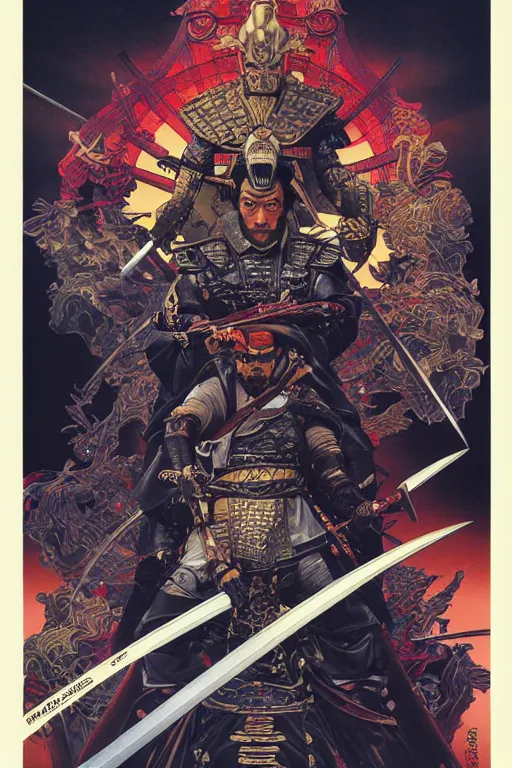 Prompt: poster of giancarlo esposito as a samurai, by yoichi hatakenaka, masamune shirow, josan gonzales and dan mumford, ayami kojima, takato yamamoto, barclay shaw, karol bak, yukito kishiro