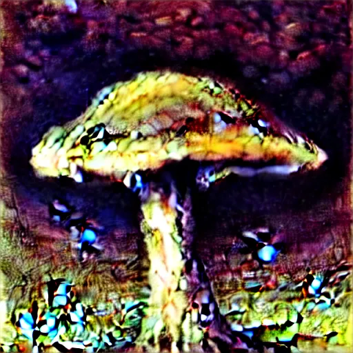 Image similar to strange mushroom by beksinski, luis royo and arthur rackham