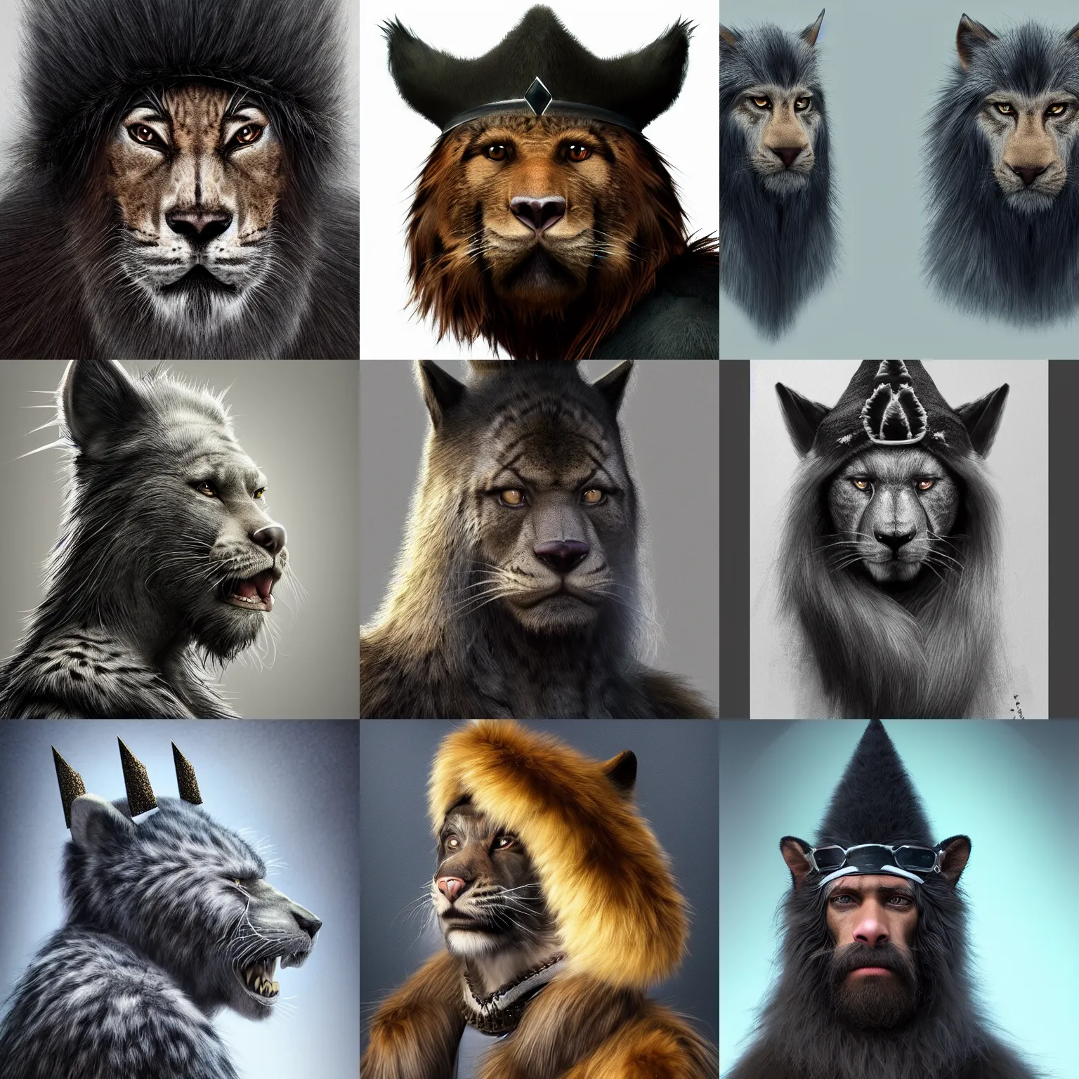 Image similar to extremely realistic portrait of a real life panter king with a very long fur and a wizard hat, fantasy, trending on artstation, heroic pose, highly detailed, profile picture, 8k