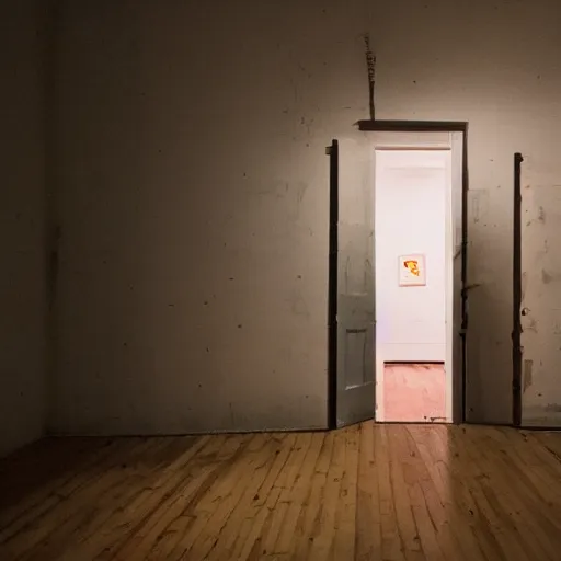 Image similar to door in a dimly lit creepy room, liminal space, greg rutkowksi and tooth wu