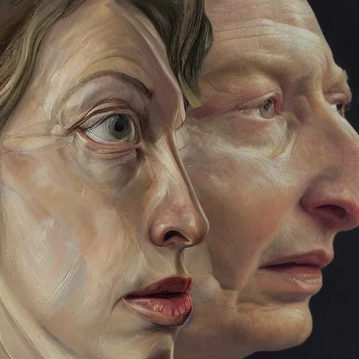 Image similar to high quality high detail painting by lucian freud, hd, cate blanchette thinking deeply, photorealistic lighting