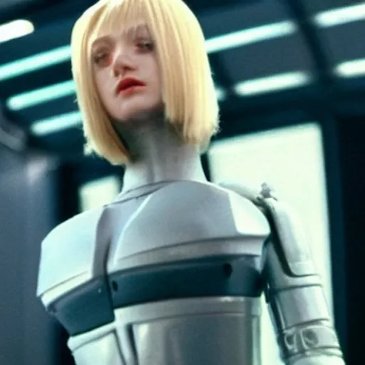 Image similar to female android, scene in a ridley scott movie