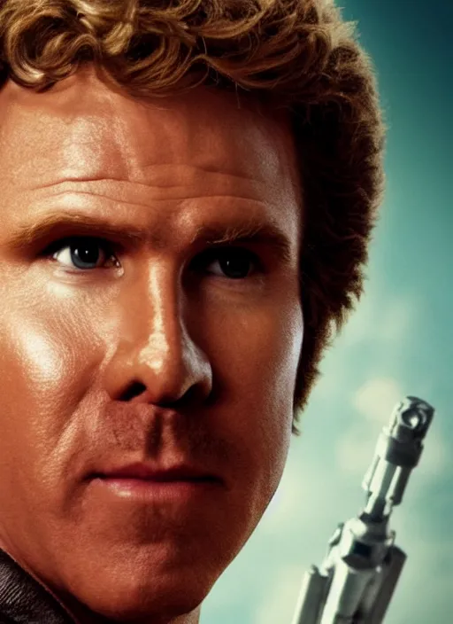 Image similar to will ferrell in star wars, movie still frame, cinematic, 4 k