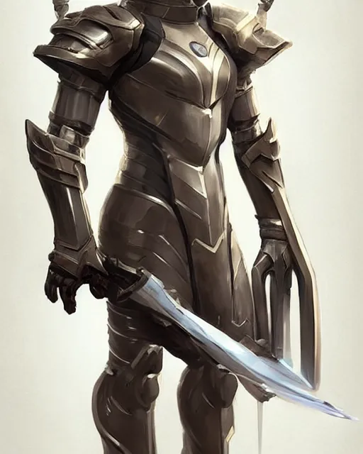 Prompt: concept art of a futurstic warior, wearing tight futurstic kinght armour, holding a futuristic weapon | | cute - fine - fine details by stanley artgerm lau, wlop, rossdraws, james jean, andrei riabovitchev, marc simonetti, and sakimichan, trending on artstation, brush stroke, for aaa game