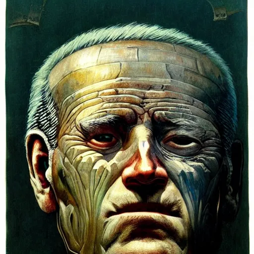 Image similar to giant mayan joe biden, perfectly clear face, by j. c. leyendecker and beksinski