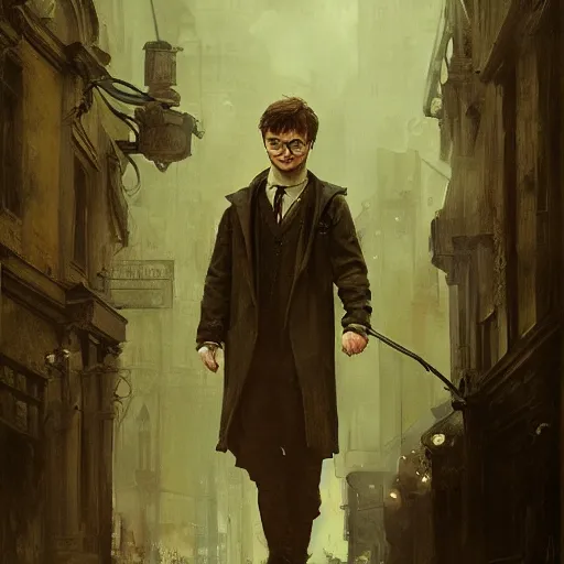 Prompt: daniel radcliffe as harry potter, hyperrealistic portrait, by jeremy mann and alphonse mucha, fantasy art, photo realistic, dynamic lighting, artstation, poster, volumetric lighting, very detailed face, 4 k, award winning