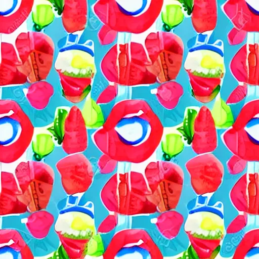 Image similar to repeating pattern seamless. watercolor. icecream, cone, candy minimalism