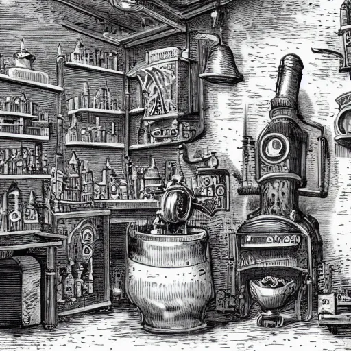 Image similar to arcane automaton in an alchemist's workshop