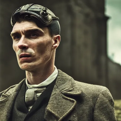 Image similar to thomas shelby as a black knight, portrait shot, cinematic, sharp focus, extreme detail, lighting, epic