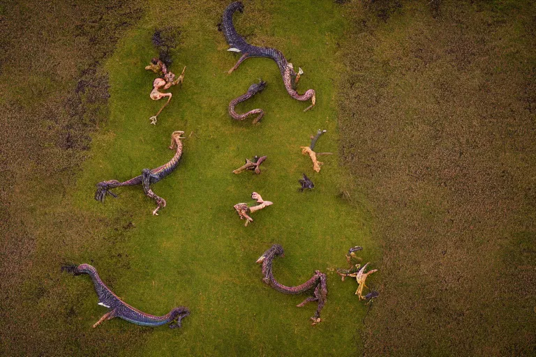 Image similar to aerial photography, scotland, dragon race, dusk