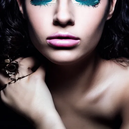 Image similar to Photo of a woman,pretty make up, bold, self confidence, cinematic, focus