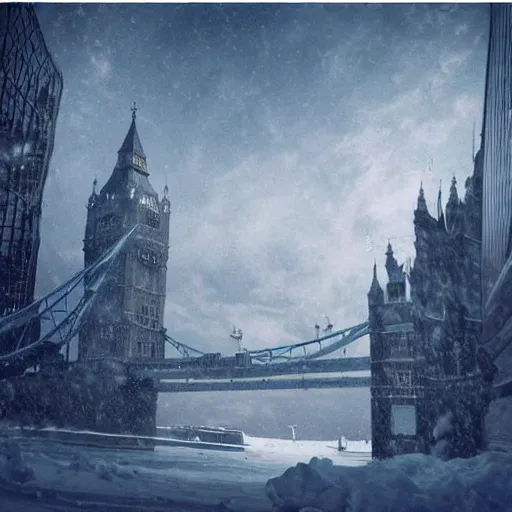 Prompt: london in winter ， prometheus film style, realistic, cinematic, trending on artstation, magnificent, - w 7 6 8, - n 6