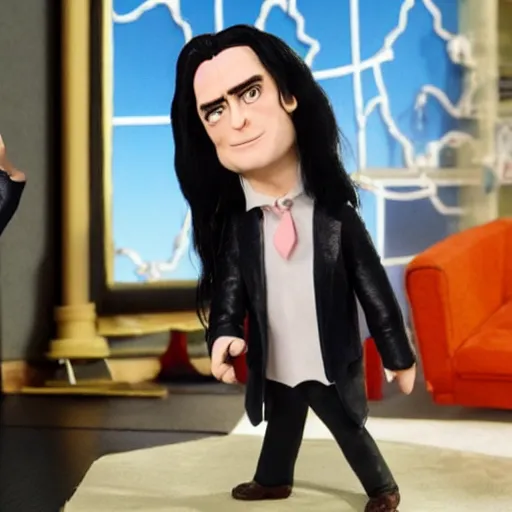 Prompt: Tommy Wiseau The Room in stop motion in the style of Laika