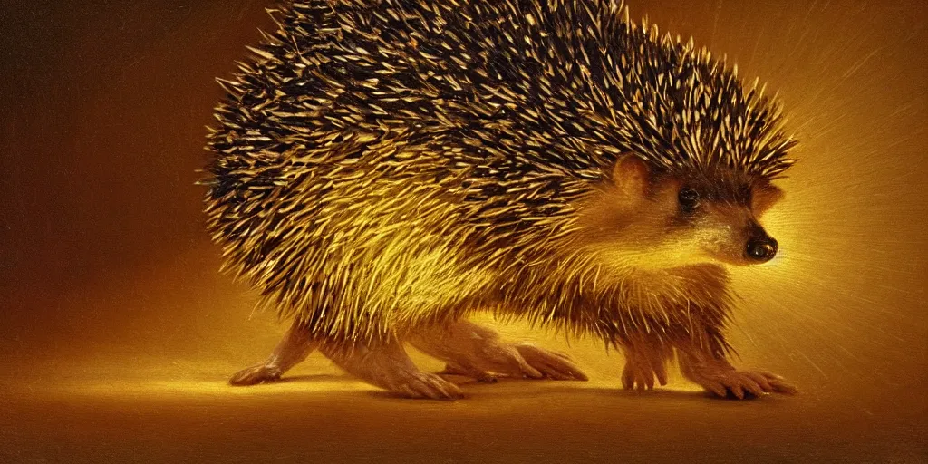 Prompt: a hedgehog, intricate, epic lighting, renaissance oil painting, 8 k resolution