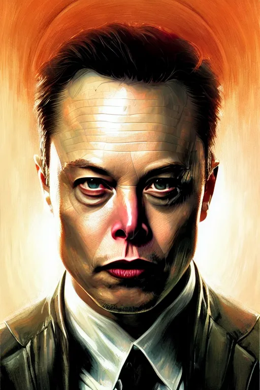 Image similar to elon musk as agent smith from the matrix, realistic portrait, symmetrical, highly detailed, digital painting, artstation, concept art, smooth, sharp focus, illustration, cinematic lighting, art by artgerm and greg rutkowski and alphonse mucha