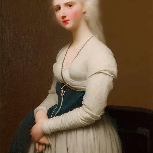 Image similar to a portrait of a young woman, her hair is white, she wears a long flowing blue satin veil, by ivan aivazovsky and and pieter claesz and paul delaroche and alma tadema and and willen claesz heda and aelbert cuyp and gerard ter borch, hyperrealistic, rendered in octane