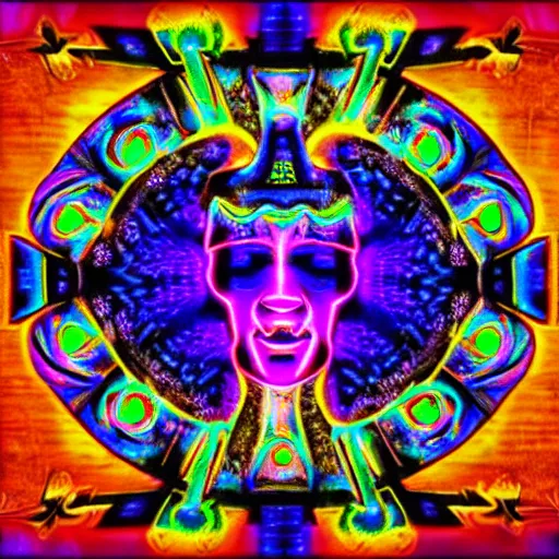 Image similar to flowing psychedelic trippy iridescent neon shamanic deity