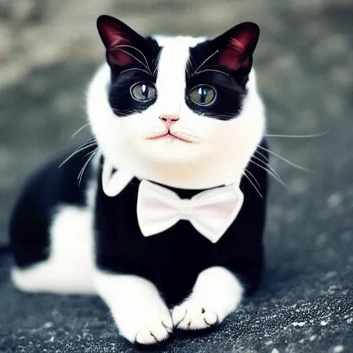 Prompt: beautiful cat wearing tuxedo