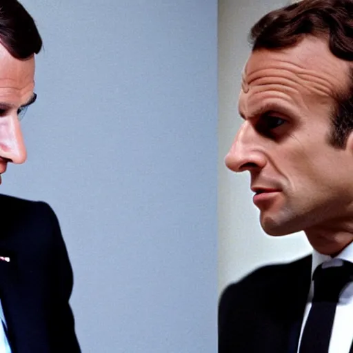 Image similar to Emmanuel Macron speech in American Psycho (1999)