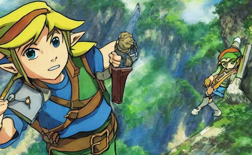 Prompt: link, the legend of Zelda, high quality, by studio ghibli