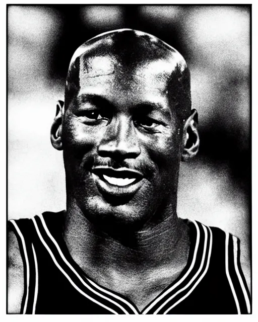 Image similar to photograph of michael jordan in a chicago bulls uniform at a national park, in the style of ansel adams. monochrome hdr, accurate facial details