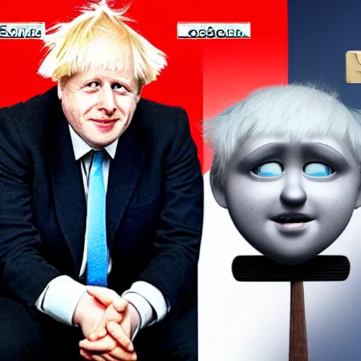 Image similar to boris johnson in the style of megamind