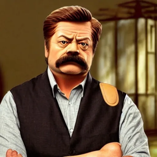 Image similar to antiques roadshow still of an ancient greek vase depicting ron swanson